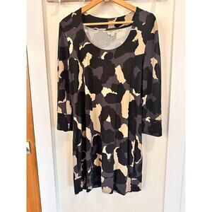 Boden Women's 12 Large Dress Camo Shirt Dress Tunic 3/4 Sleeves